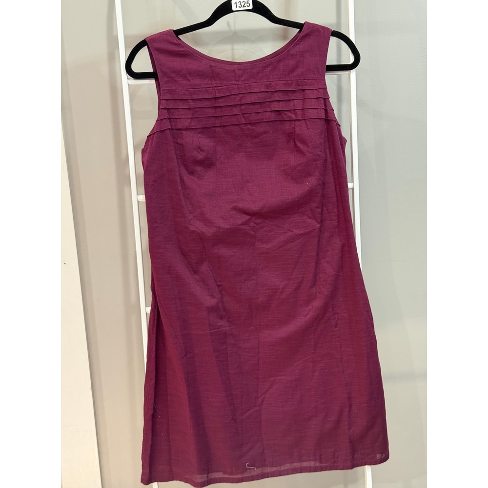 Merona Plum Pleated Bib‎ Sleeveless 100% Cotton Shift Dress 8 Cottagecore Y2K